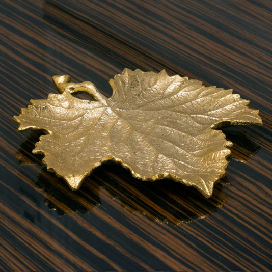 Unique Gold Enamel Leaf Design Snack Plate