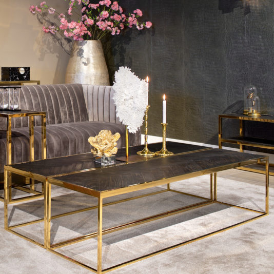 Modern Black And Gold Narrow Coffee Table