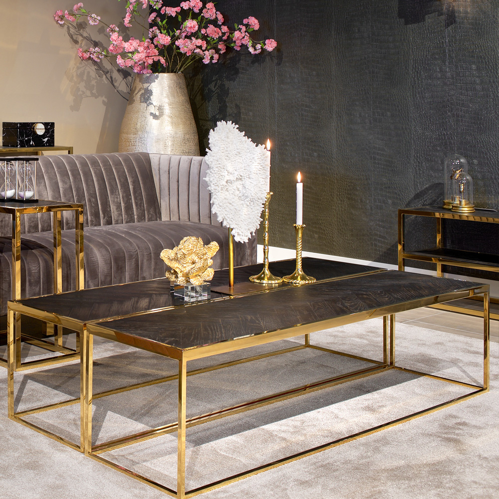 showhome furniture, modern black and gold narrow coffee table