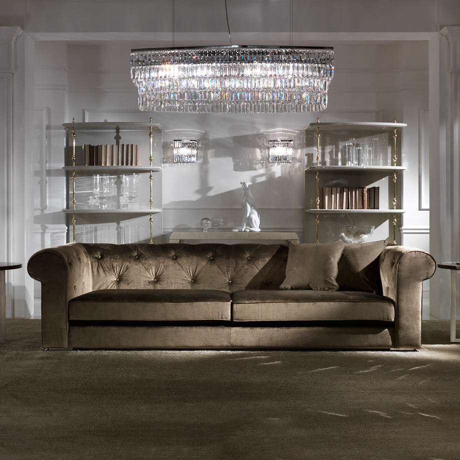Luxury Classic Italian Chocolate Brown Velvet Sofa