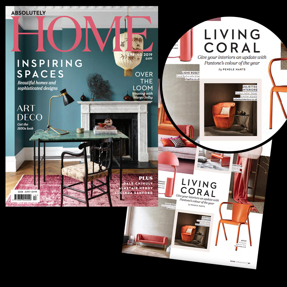 As seen in Absolutely Home magazine, burnt orange luxury armchair