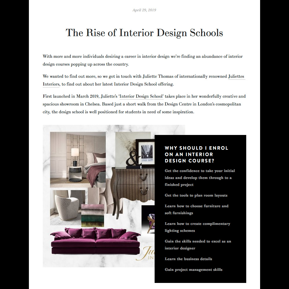 As seen in LIV for Interiors blog post, why sign up for an interior design course