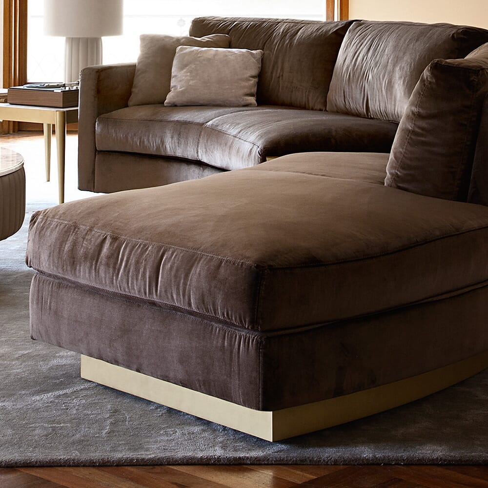 cosy edit, chocolate brown curved modular sofa
