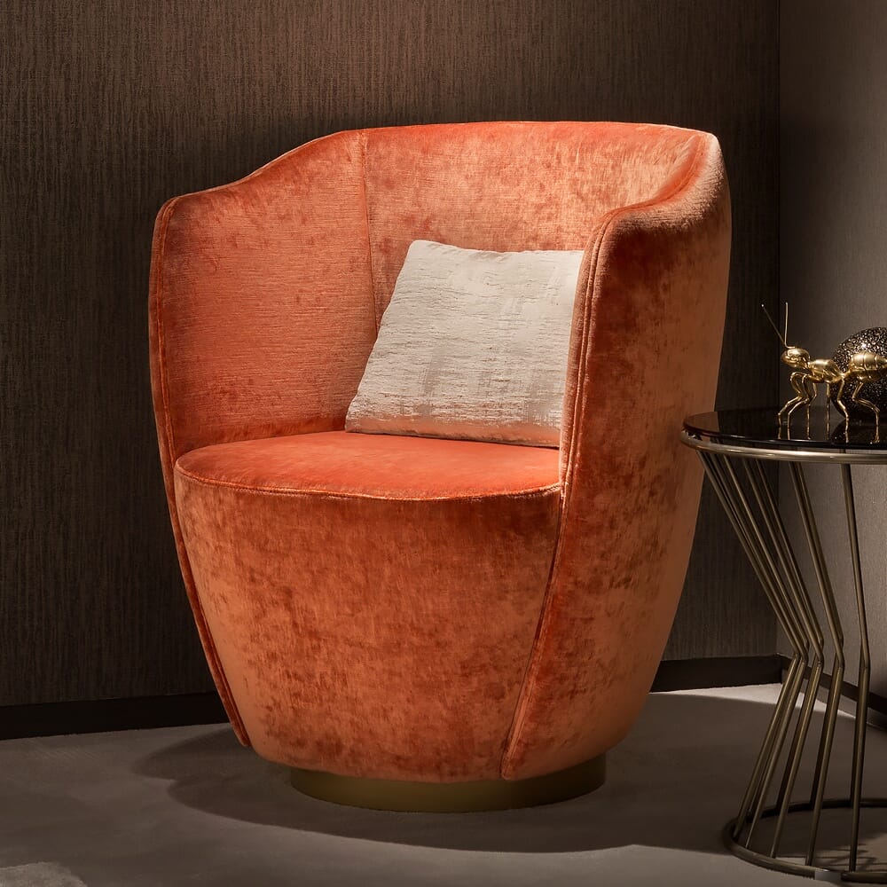 interior design trends 2020, russet velvet armchair