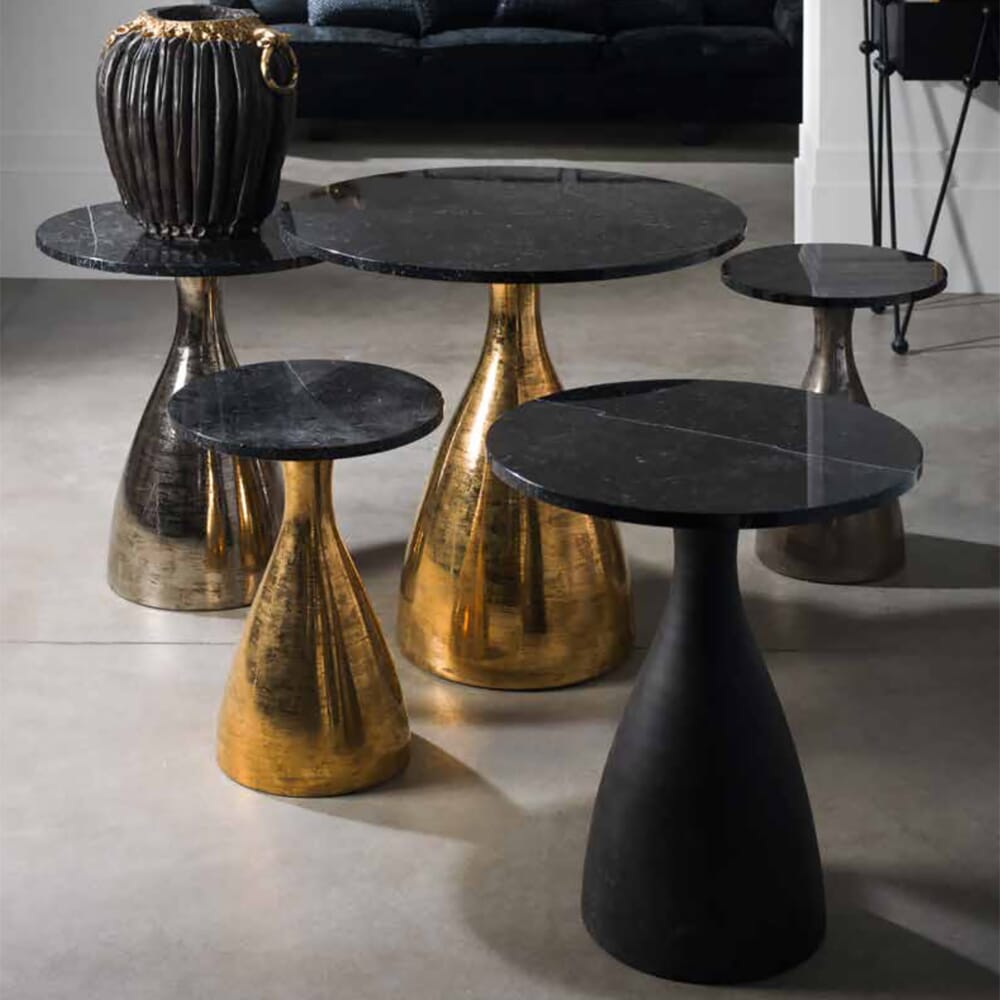 interior design trends 2020, marble and gold side tables