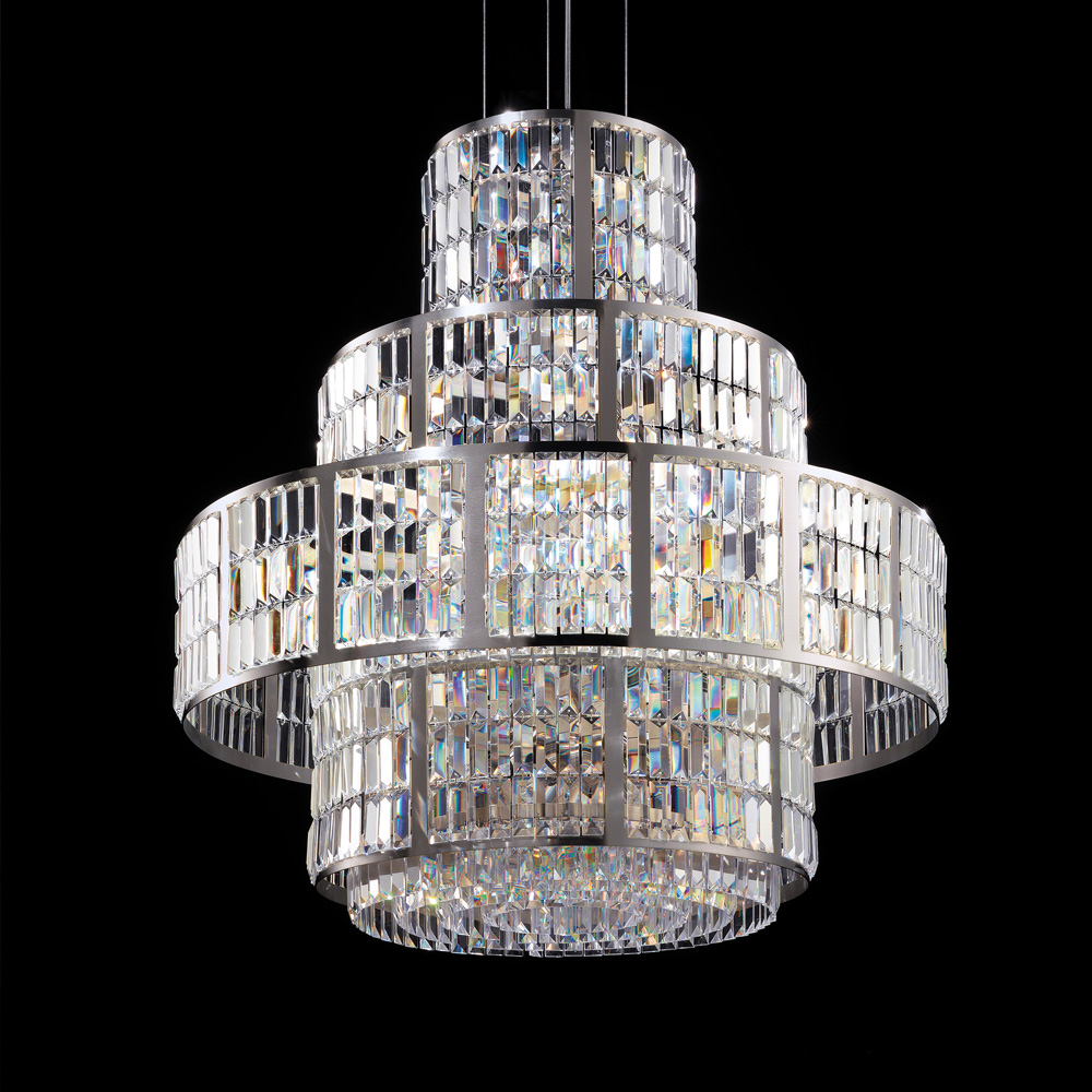 New Arrivals, Italian Designer Art Deco Inspired Chandelier With Faceted Crystals