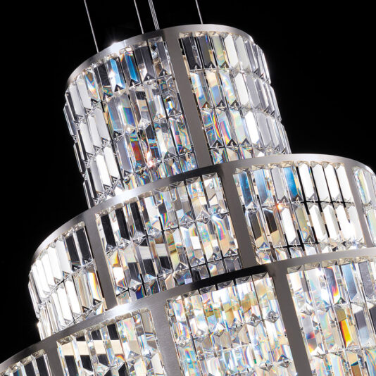 Italian Designer Art Deco Inspired Chandelier With Faceted Crystals Italian Designer Art Deco Inspired Chandelier With Faceted Crystals