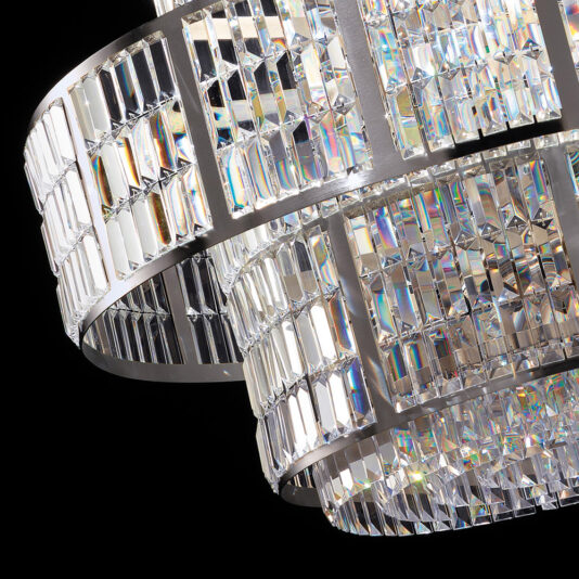Italian Designer Art Deco Inspired Chandelier With Faceted Crystals Italian Designer Art Deco Inspired Chandelier With Faceted Crystals