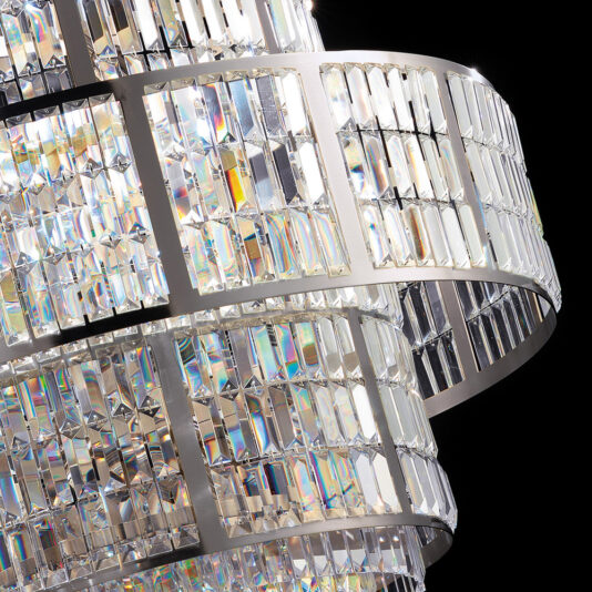 Italian Designer Art Deco Inspired Chandelier With Faceted Crystals Italian Designer Art Deco Inspired Chandelier With Faceted Crystals