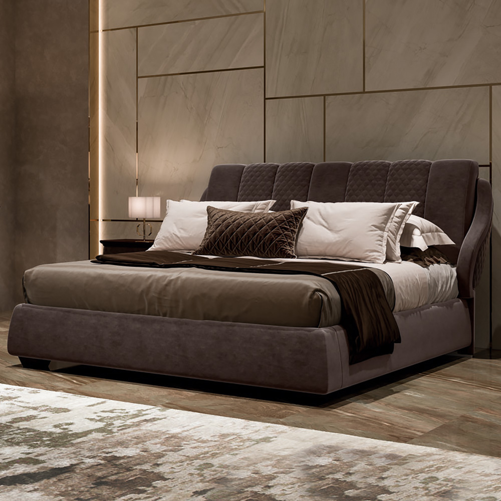 New Arrivals, Luxurious Italian Faux Nubuck Leather Designer Bed