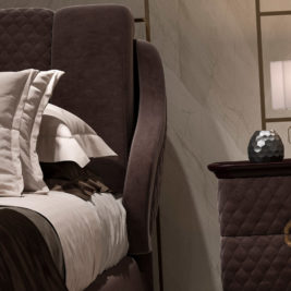 Luxurious Italian Faux Nubuck Leather Designer Bed