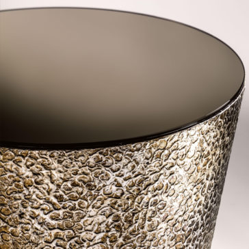 Modern Italian Hammered Metal Side Table