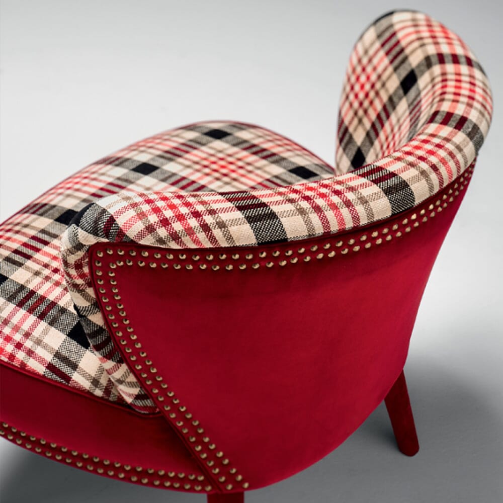 interior design trends 2020, tartan occasional chair
