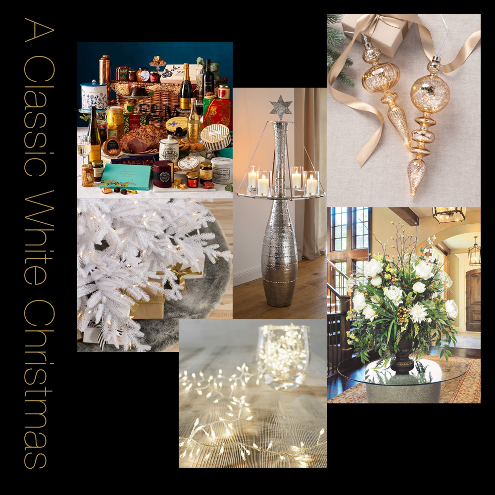christmas dining, Juliettes Interiors White Christmas moodboard