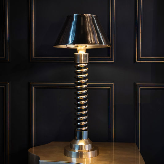 Black And Gold Spiral Table Lamp With Empire Shade