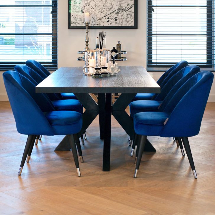 Blue Velvet Dining Chair Juliettes, Blue Velvet Dining Room Chairs Uk