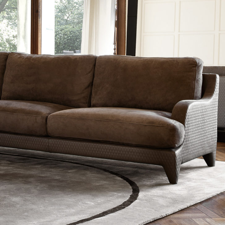 Designer Quilted Leather Italian Sofa