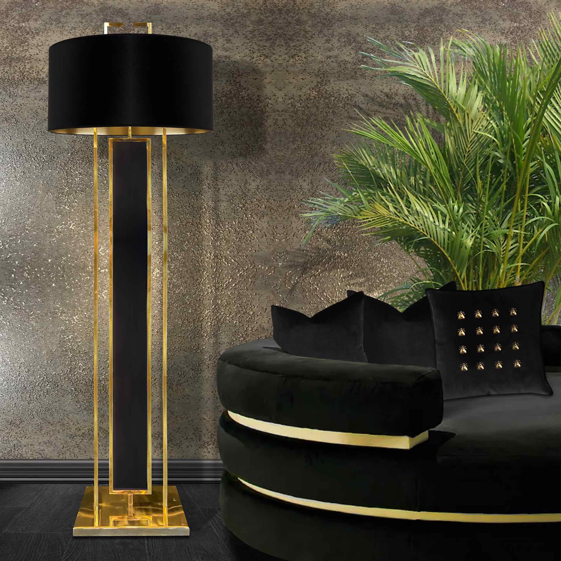 Designer Satin And Brass Floor Lamp