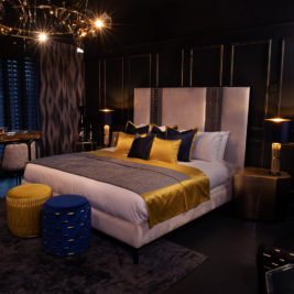 Designer Velvet And Satin Interlaced Luxury Bed