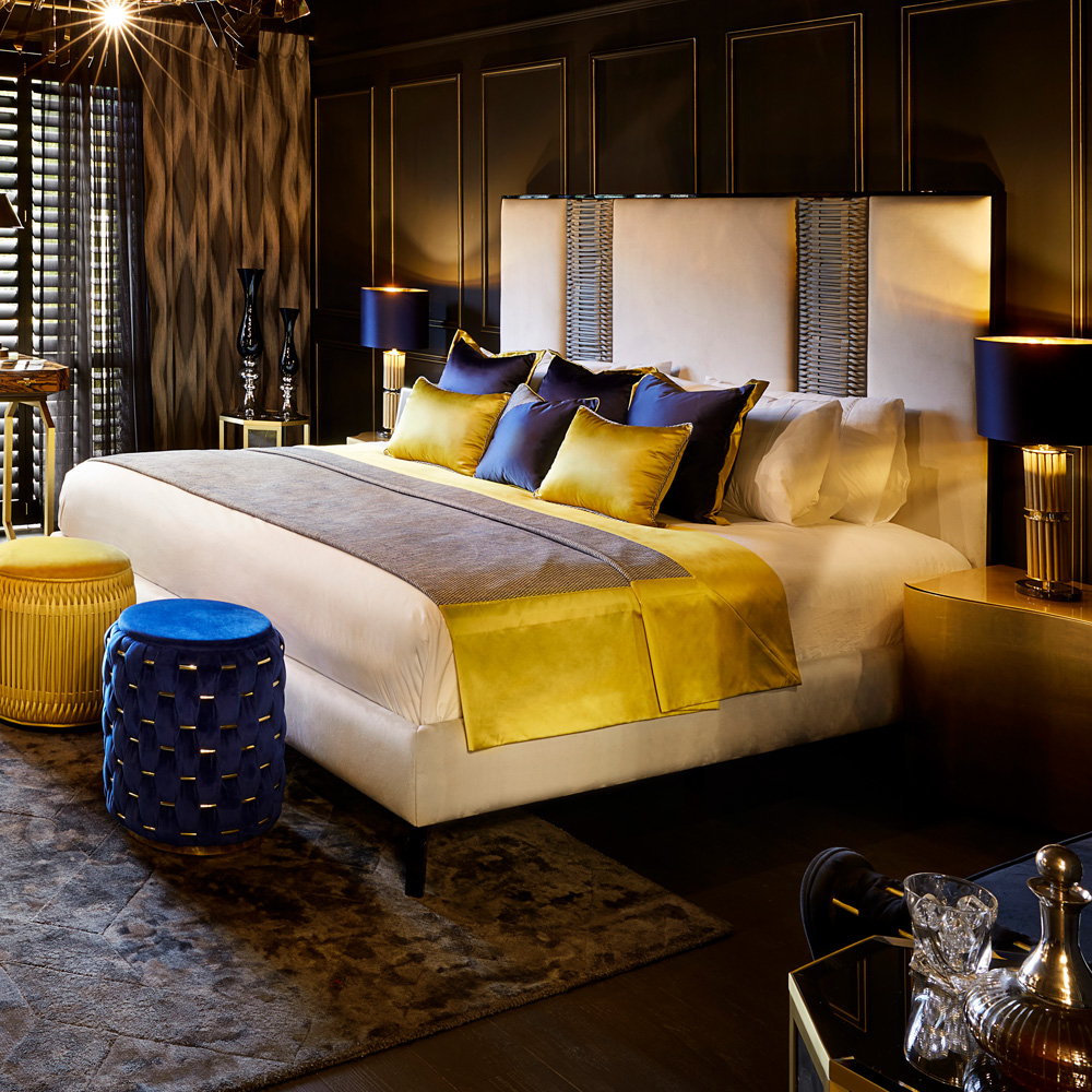 Designer Velvet And Satin Interlaced Luxury Bed