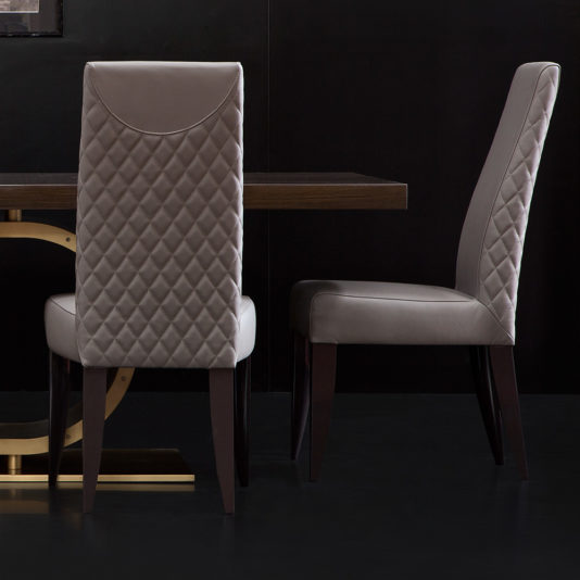 Exclusive High Backed Modern Italian Quilted Leather Dining Chair