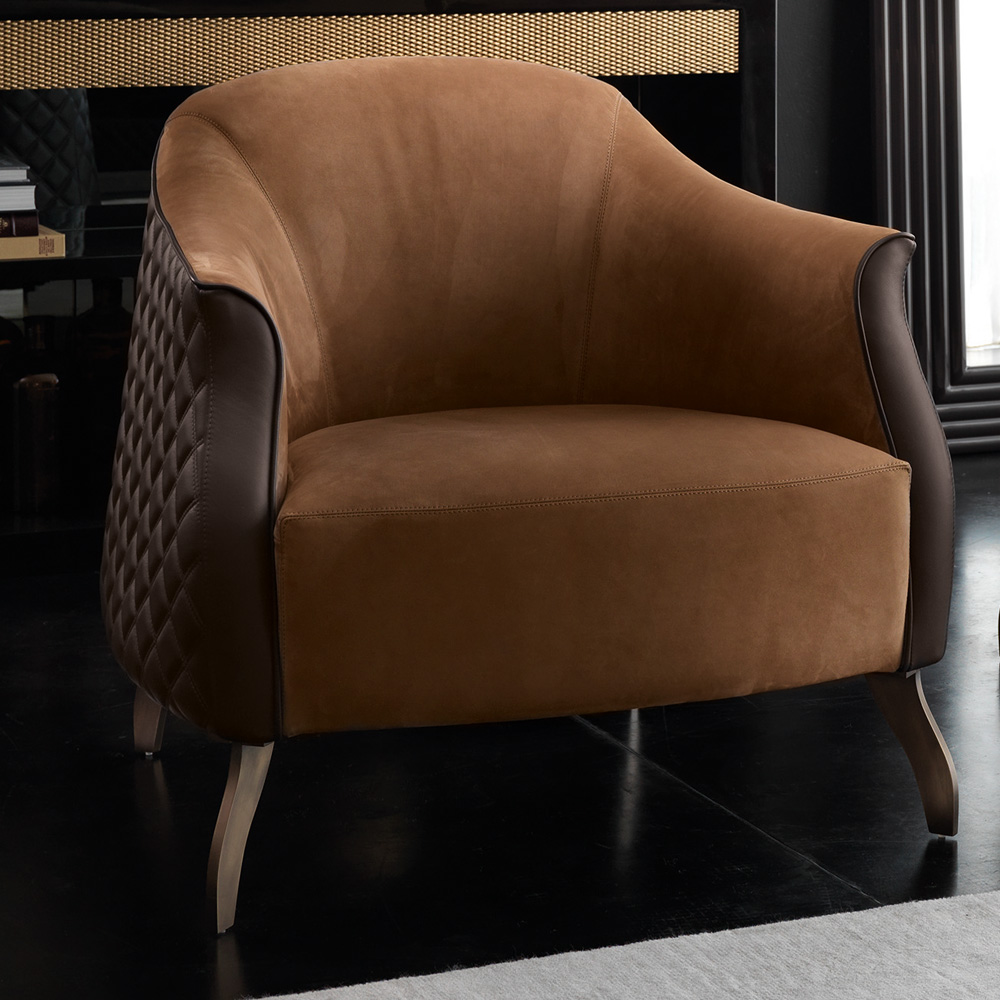 High End Designer Two-Tone Leather Armchair