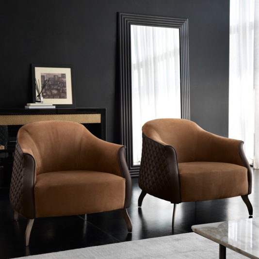 High End Designer Two-Tone Leather Armchair