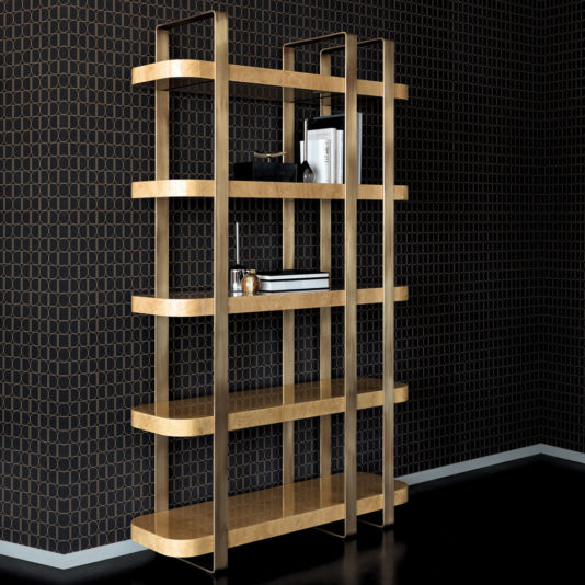 High End Italian Designer Burl Veneered Bookcase