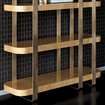 High End Italian Designer Burl Veneered Bookcase High End Italian Designer Burl Veneered Bookcase