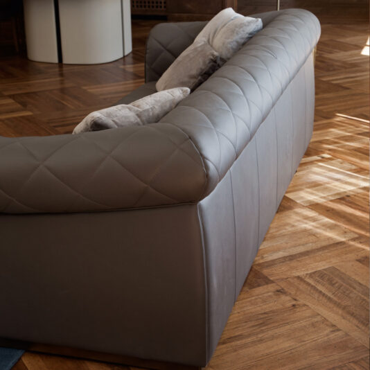 High End Luxury Leather Quilted Italian Sofa