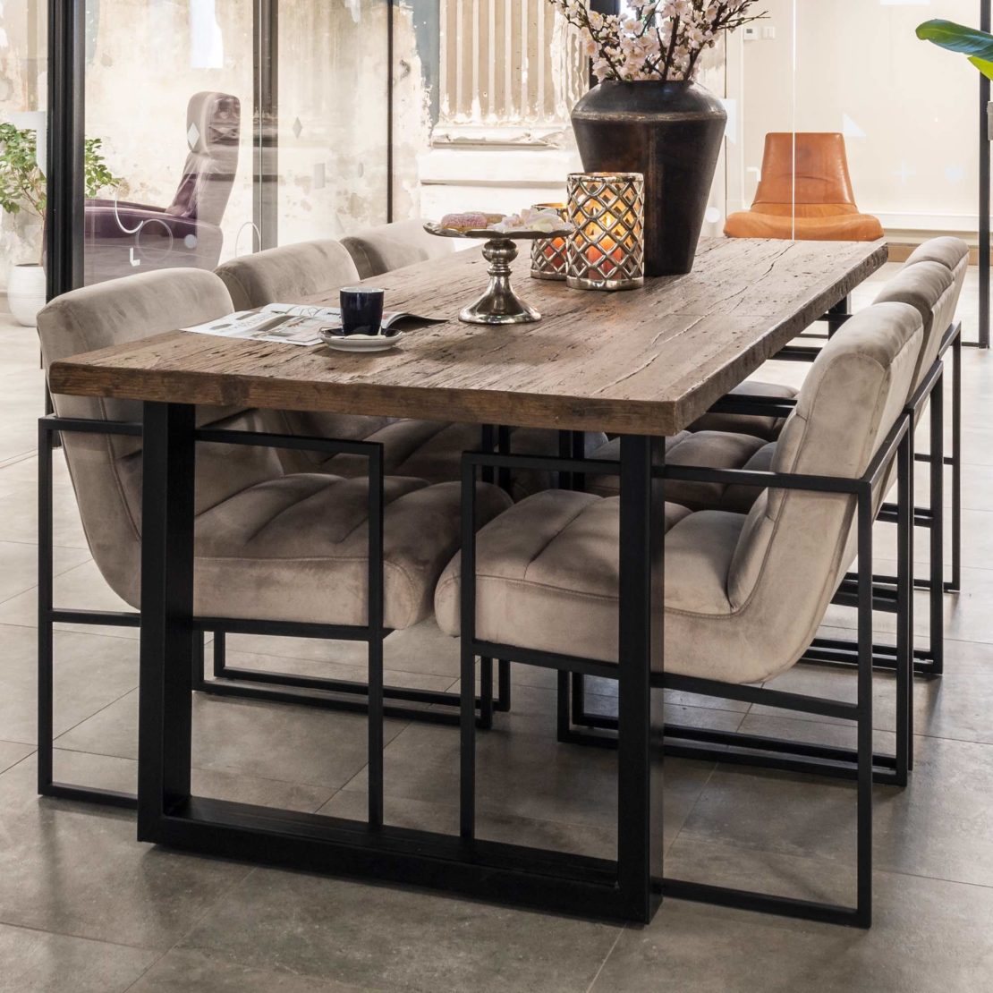 show home furniture, Industrial Recycled Wood Dining Table