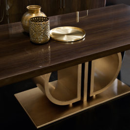 Italian Walnut Veneer Modern Designer Rectangular Dining Set