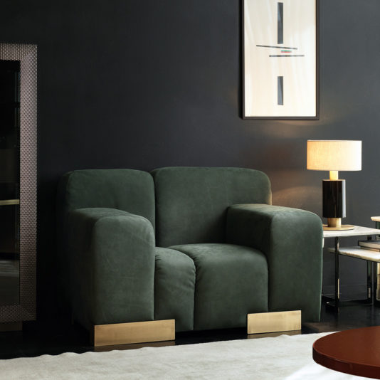 Large Modernist Italian Designer Nubuck Leather Armchair