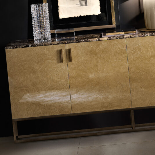 Marble And Burl Veneer Designer Italian Sideboard Marble And Burl Veneer Designer Italian Sideboard