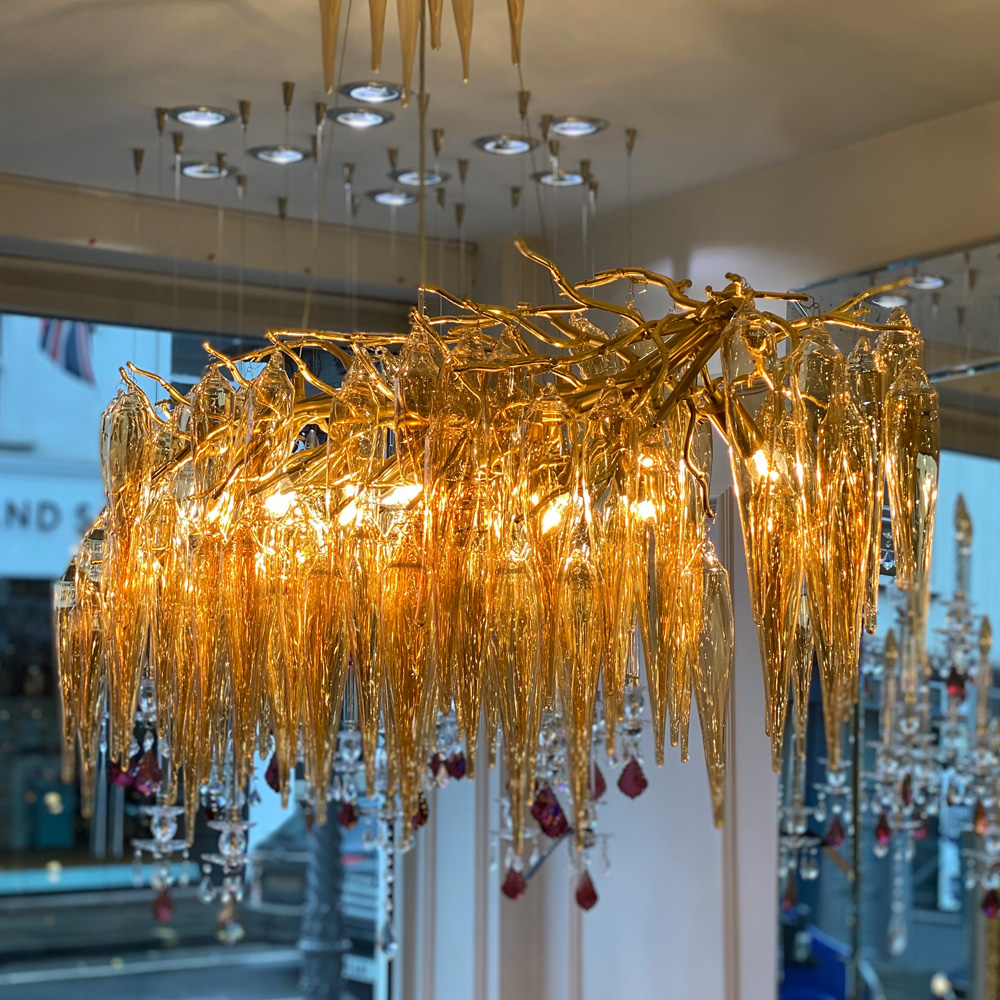 Luxurious Gold Finish Chandelier Inspired By Nature