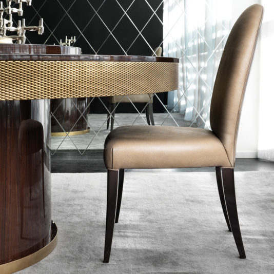 Modern Italian Textured Suede Dining Chair