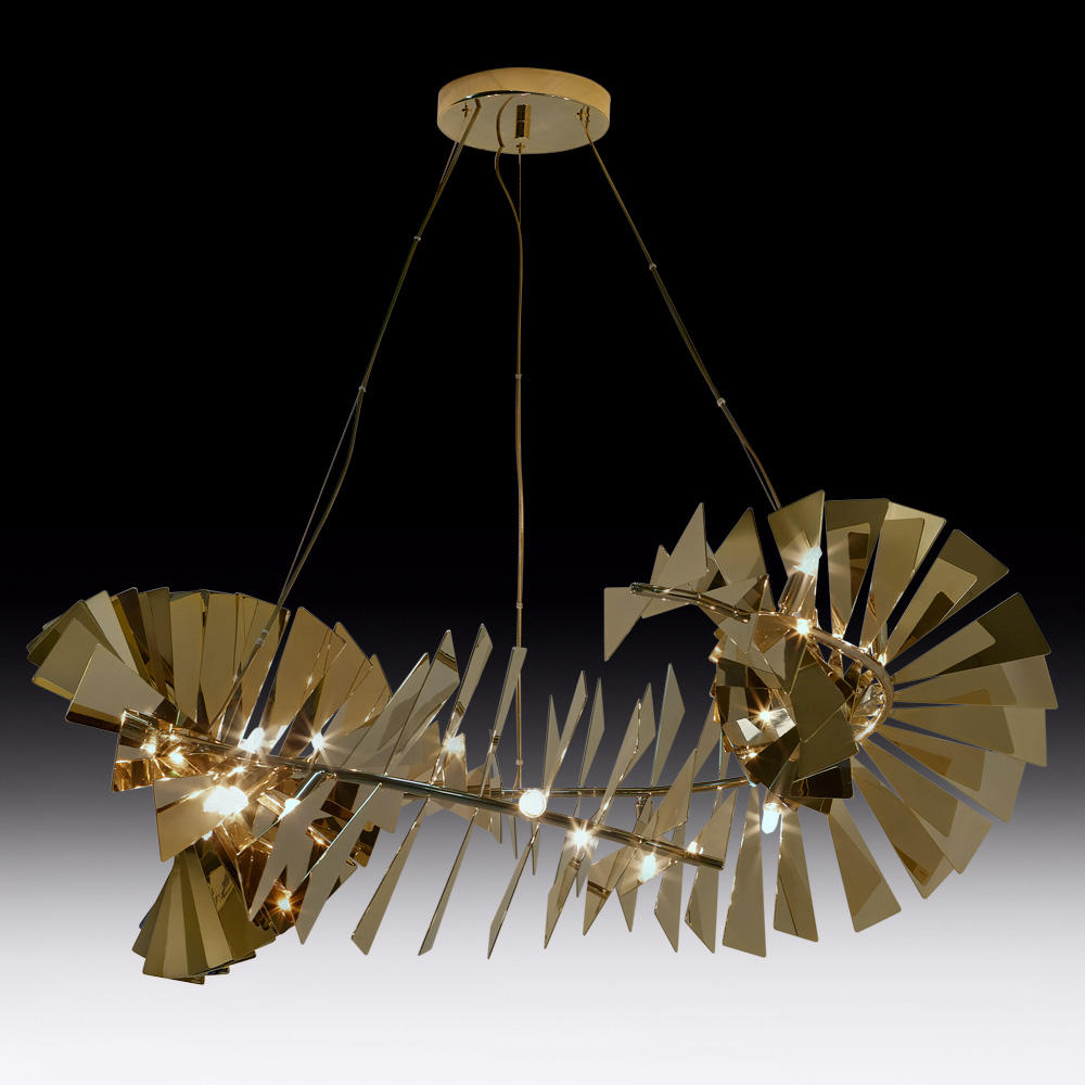 new collection, Luxe, Statement Contemporary Designer Gold Plated Chandelier