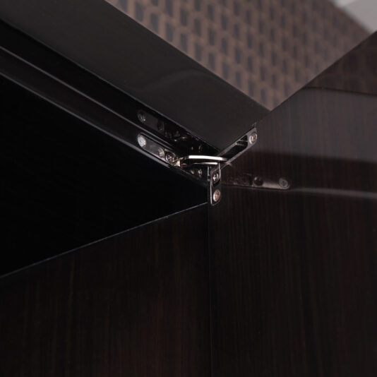 Ebony And Quilted Nubuck Italian Designer Drinks Cabinet