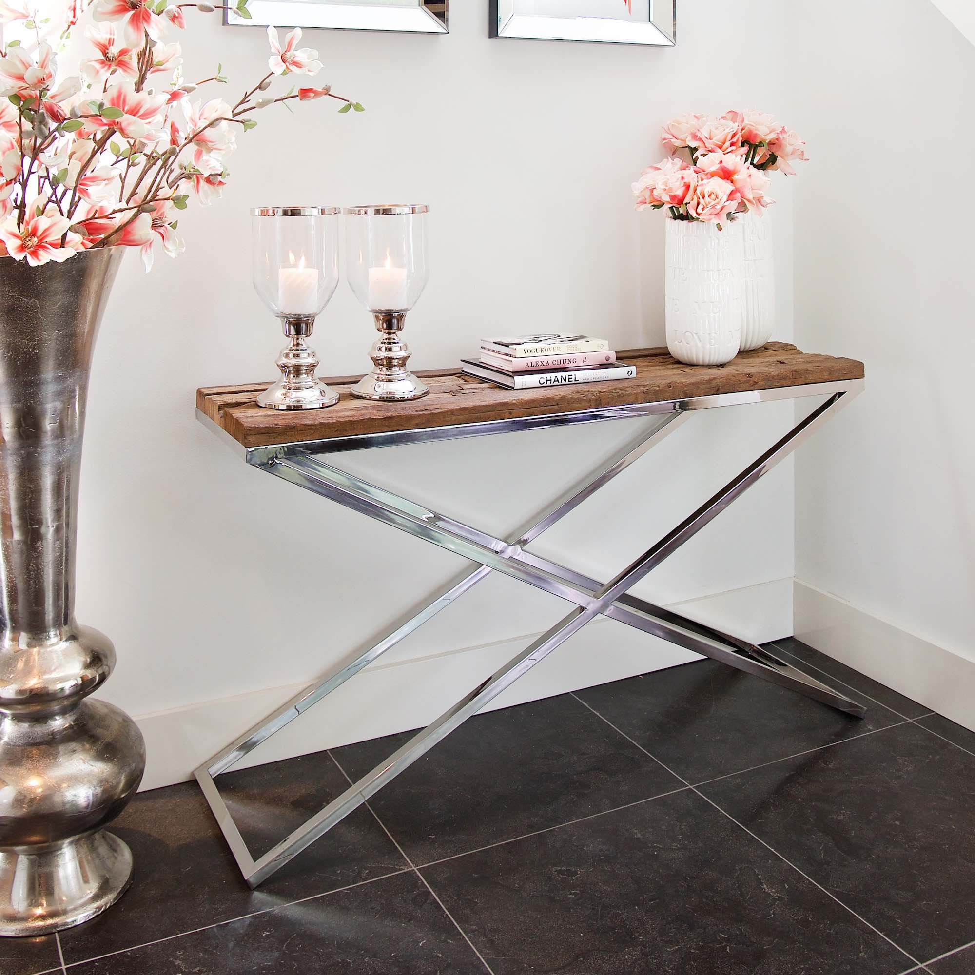 Recycled Wood Industrial Style Console Table