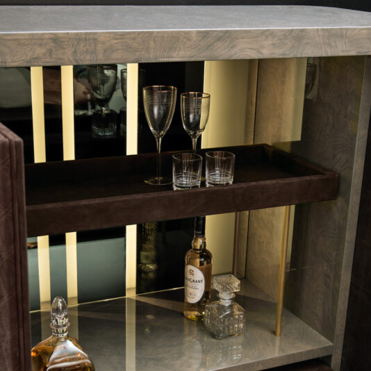 Italian Designer Quilted Nubuck Drinks Cabinet