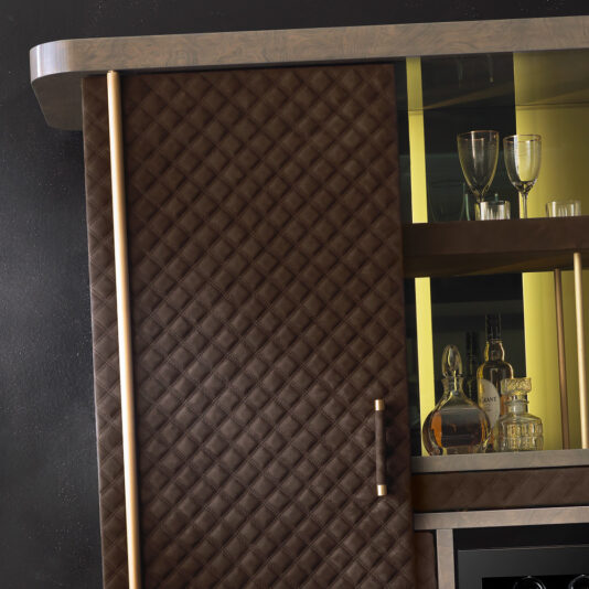 Italian Designer Quilted Nubuck Drinks Cabinet