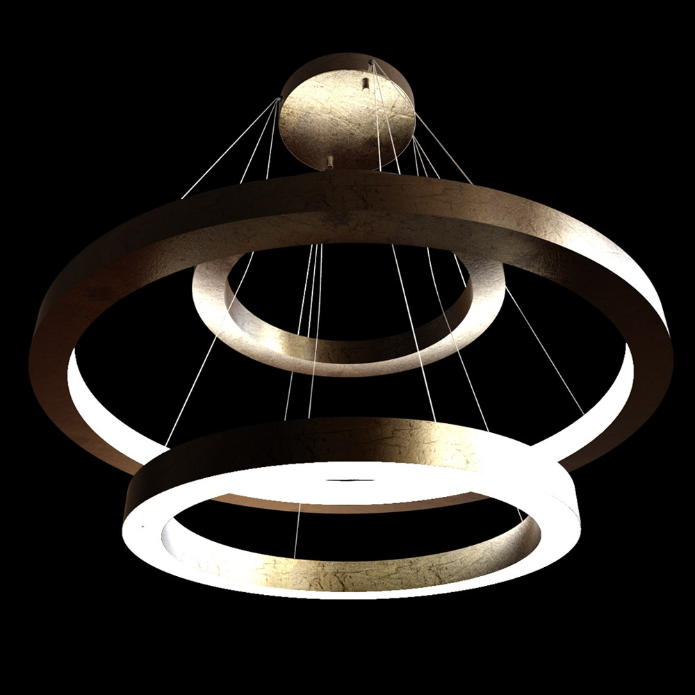 Italian Designer Trio Ring Suspension Chandelier