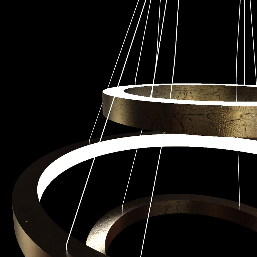 Italian Designer Trio Ring Suspension Chandelier