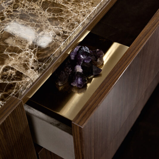 Italian Designer Walnut Veneer And Marble Buffet Italian Designer Walnut Veneer And Marble Buffet