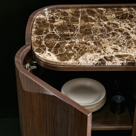 Italian Designer Walnut Veneer And Marble Buffet Italian Designer Walnut Veneer And Marble Buffet