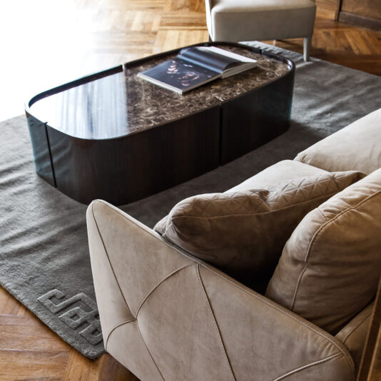 Italian Designer Walnut Veneer And Marble Coffee Table Italian Designer Walnut Veneer And Marble Coffee Table