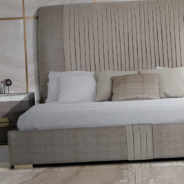 Luxury Italian Pleat Design Upholstered Bed