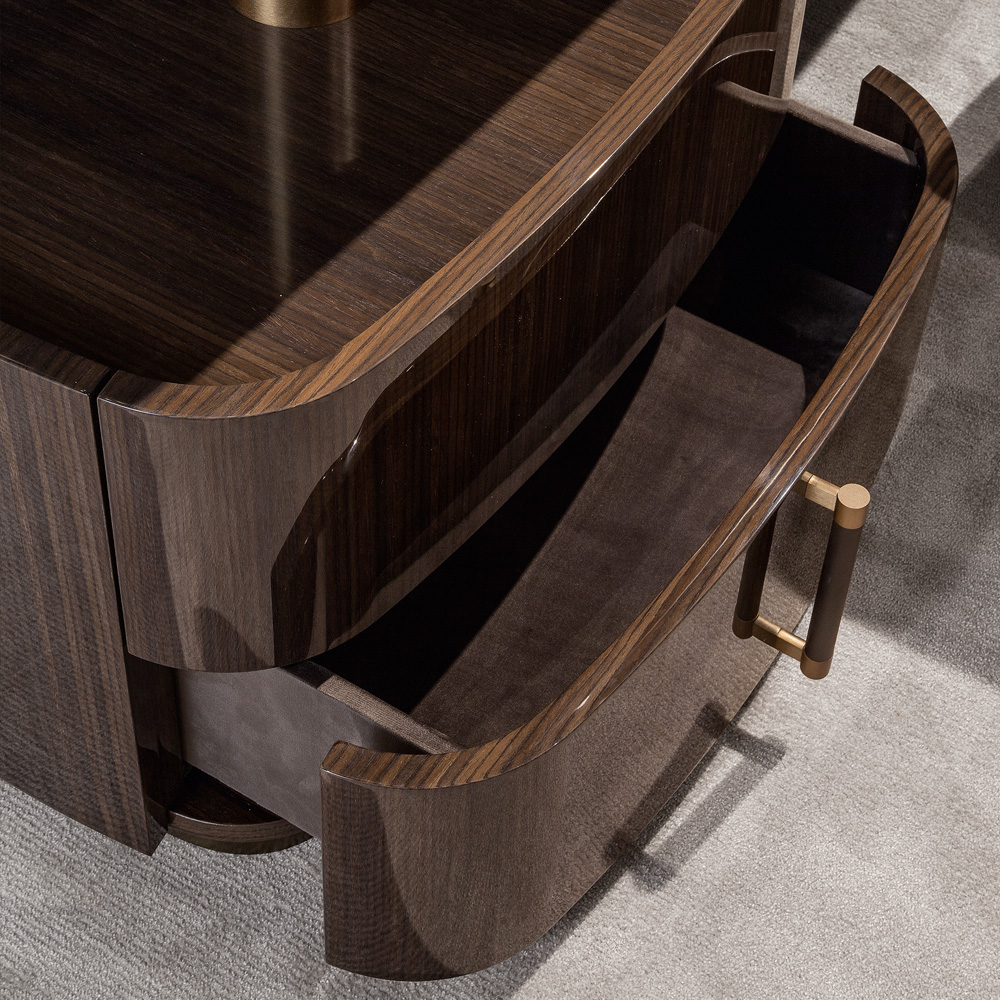 Modern Italian Designer Leather And Walnut Veneer Desk