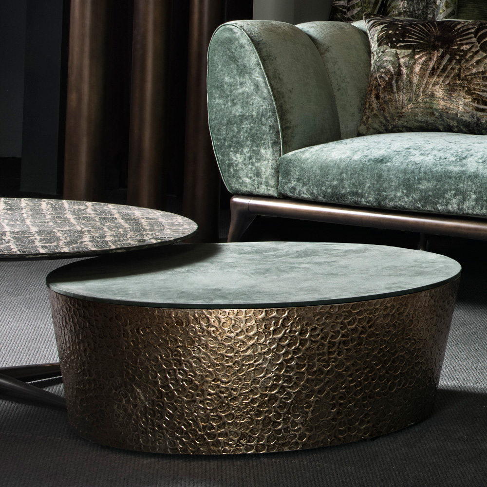 In the press, Modern Italian Hammered Metal Coffee Table
