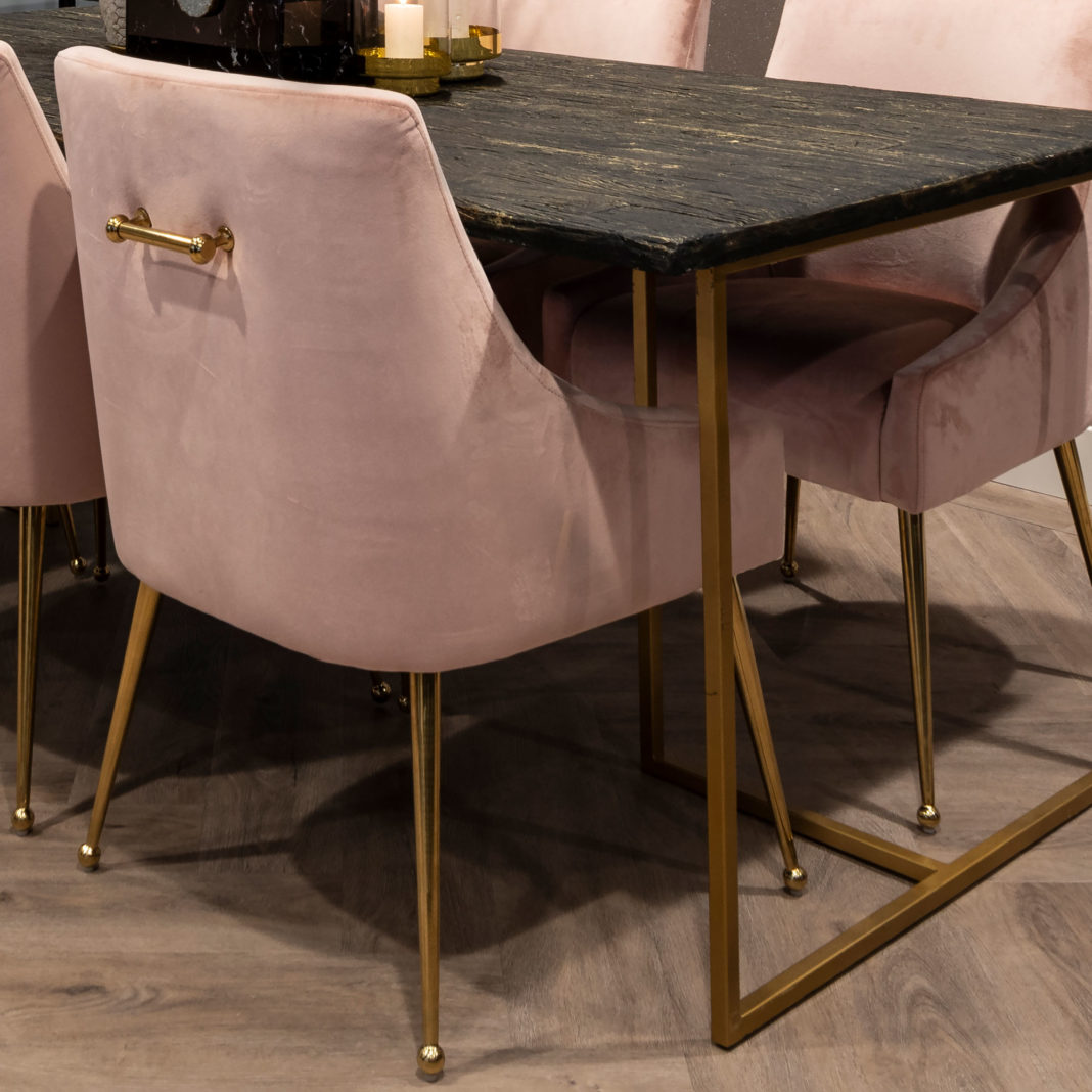 Modern Pink Velvet Dining Chair